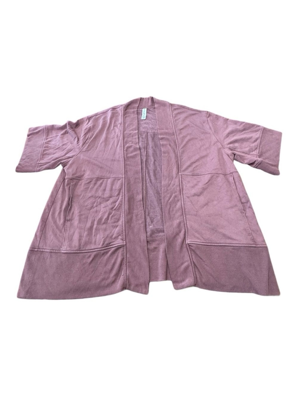 Athleta Lotus Jacket Hearth Rose Pink 3/4 Sleeve Open Front Cardigan S/M